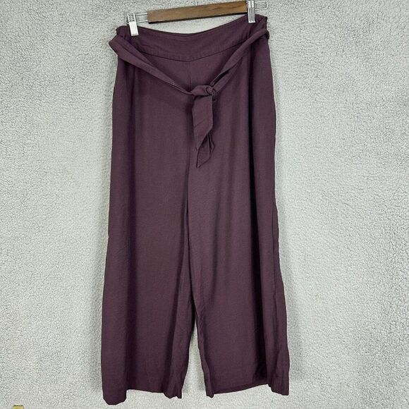 Leith Pants - Leith pants womens medium purple wide leg tie waist pockets high waist cropped